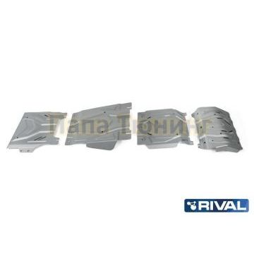 Усиленный комплект защит радиатор + картер + КПП + РК сталь 2 мм RIVAL для Fiat Fullback, V - 2.4d 2016-/Mitsubishi L200, V - 2.4d; 2.4d H.P. 2018-/Mitsubishi L200, V - 2.4d; 2.4d H.P. 2015-2018/Mitsubishi Pajero Sport, V - 3.0; 2.4d 2016-