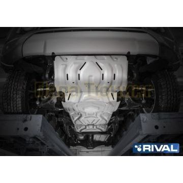 Усиленный комплект защит радиатор + картер + КПП + РК сталь 2 мм RIVAL для Fiat Fullback, V - 2.4d 2016-/Mitsubishi L200, V - 2.4d; 2.4d H.P. 2018-/Mitsubishi L200, V - 2.4d; 2.4d H.P. 2015-2018/Mitsubishi Pajero Sport, V - 3.0; 2.4d 2016-