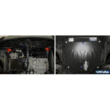 Защита картера + КПП Rival сталь 2 мм для Hyundai Grand Santa Fe, V - 2.2d; кузов DM 2016-2018