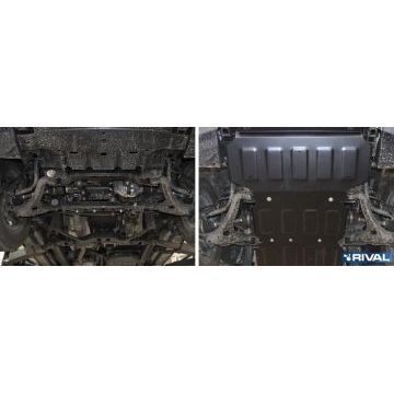 Защита радиатора и картера Rival сталь 2 мм из 2-х частей для Kia Mohave 2016-