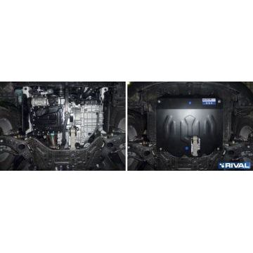 Защита картера и КПП Rival для 2,2D и 2,4 сталь 2 мм для Kia Sorento 2012-2020