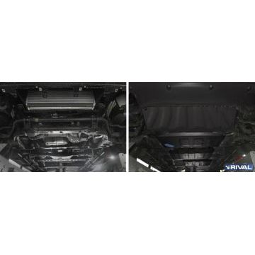 Комплект защит радиатор + картер + КПП + РК сталь 2 мм RIVAL для Mercedes-Benz X-Class, V - 2.3TD; полный привод 2018-