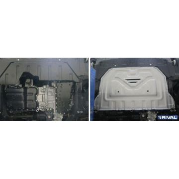 Защита картера + КПП алюминий 4 мм Rival для Mitsubishi Outlander, V - 2.0; 2.4; 3.0 2012-2015/Mitsubishi Outlander, V - 2.0; 2.4; 3.0 2015-2018/Mitsubishi Outlander, V - 2.0; 2.4 2018-