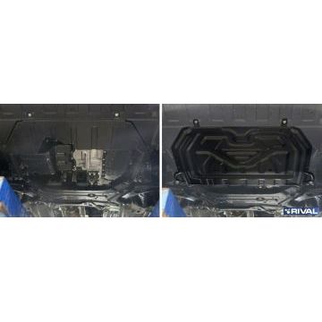 Защита картера + КПП сталь Rival для Mitsubishi Outlander, V - 2.0; 2.4; 3.0 2012-2015/Mitsubishi Outlander, V - 2.0; 2.4; 3.0 2015-2018/Mitsubishi Outlander, V - 2.0; 2.4 2018-