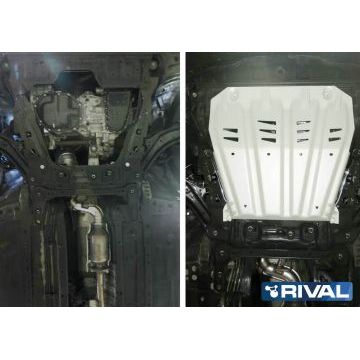 Защита картера + КПП алюминий 4 мм RIVAL для Nissan Qashqai, V - 2.0; полный привод 2019-/Nissan Qashqai, V - 1.2T; 2.0; сборка РФ 2015-2019/Nissan X-Trail, V - 2.0; 2.5 2007-2015/Nissan X-Trail, V - 2.0; 2.5 2015-2018/Nissan X-Trail, V - 2.0; 2.5 2018-/Renault Koleos, V - 2.0; 2.5; 2.0d 2017-2020/Renault Koleos, V - 2.0d; 2.0; 2.5 2008-2017