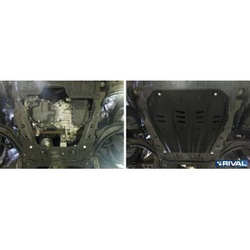 Защита картера + КПП Rival сталь 2 мм для Renault Koleos, V - 2.0d; 2.0; 2.5 2008-