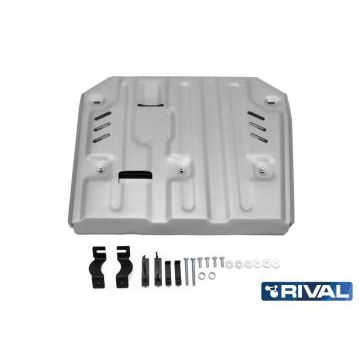 Защита КПП + РК Rival алюминий 4 мм для Volkswagen Touareg, V - 3.0d; 3.6; 2010-2018