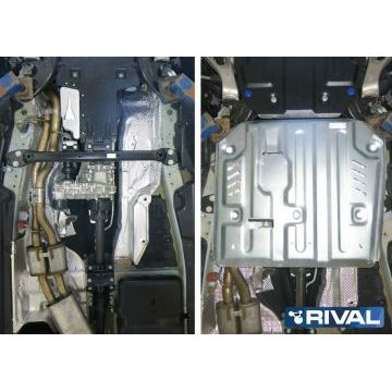 Защита КПП + РК Rival алюминий 4 мм для Volkswagen Touareg, V - 3.0d; 3.6; 2010-2018