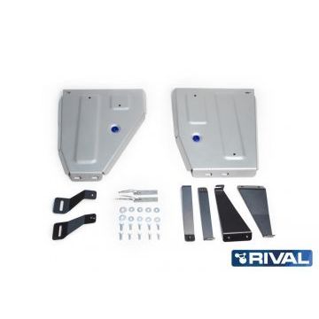 Защита топливного бака Rival алюминий 4 мм для Volkswagen Tiguan, V - 1.4 (150л.с.); 2.0d (150л.с.); 2.0 (180л.с.); 2.0 (220л.с.)/Tiguan SportLine, V - 2.0 (220л.с.); полный привод; 2 Части 2016-