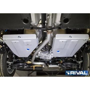 Защита топливного бака Rival алюминий 4 мм для Volkswagen Tiguan, V - 1.4 (150л.с.); 2.0d (150л.с.); 2.0 (180л.с.); 2.0 (220л.с.)/Tiguan SportLine, V - 2.0 (220л.с.); полный привод; 2 Части 2016-