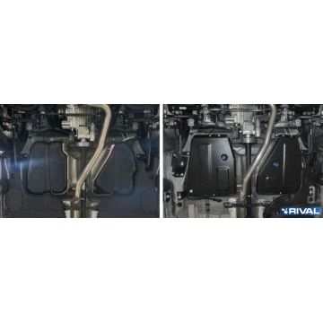 Защита топливного бака Rival сталь 2 мм для Volkswagen Tiguan, V - 1.4 (150л.с.); 2.0d (150л.с.); 2.0 (180л.с.); 2.0 (220л.с.)/Tiguan SportLine, V - 2.0 (220л.с.); полный привод; 2 Части 2016-