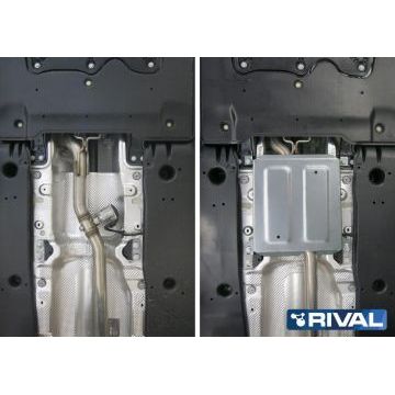 Защита заслонки системы выпуска ОГ алюминий 4 мм RIVAL для Skoda Kodiaq, V - 2.0d (150л.с.) 2017-