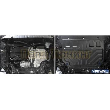 Защита картера + КПП Volkswagen Tiguan, V - 1.4 (125л.с.; 150л.с.); 2.0d (150л.с.); 2.0 (180л.с.)/Skoda Kodiaq, V - 1.4 (125л.с.; 150л.с.); 2.0 (180л.с.); 2.0d (150л.с.), с Webasto 2017-