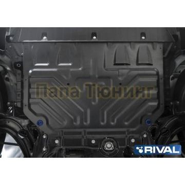 Защита картера + КПП Volkswagen Tiguan, V - 1.4 (125л.с.; 150л.с.); 2.0d (150л.с.); 2.0 (180л.с.)/Skoda Kodiaq, V - 1.4 (125л.с.; 150л.с.); 2.0 (180л.с.); 2.0d (150л.с.), с Webasto 2017-