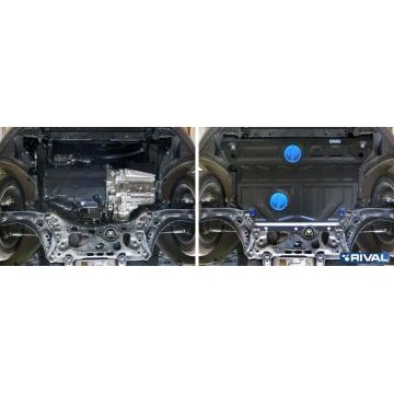 Защита картера + КПП сталь Rival для Skoda Octavia, V - 1.4; 1.8; 1.6; 2.0; с Webasto; Увеличенная 2013-2017/Skoda Octavia, V - 1.4; 1.8; Привод - все; Увеличенная 2017-