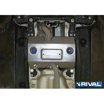 Защита заслонки системы выпуска отработавших газов алюминий 4 мм RIVAL для Volkswagen Tiguan, V - 2.0d (150л.с.); штатный крепеж 2017-2020