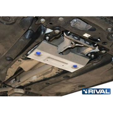 Защита заслонки системы выпуска отработавших газов алюминий 4 мм RIVAL для Volkswagen Tiguan, V - 2.0d (150л.с.); штатный крепеж 2017-2020