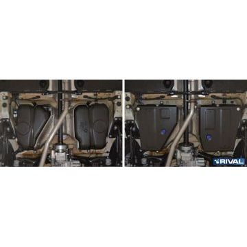 Защита топливного бака Rival для 2,0 и 2,0D сталь 2 мм из 2-х частей на 4х4 для Volkswagen Tiguan 2016-