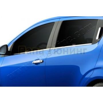 Нижние молдинги стекол 4 части Omsa_Line для Chevrolet Aveo 2012-2015