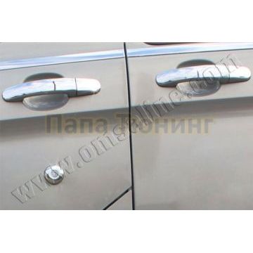 Накладки на 4 дверные ручки 8 штук и накладка на замок Omsa_Line для Ford Tourneo Custom/Transit Custom 2013-