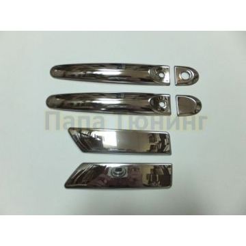 Накладки на 4 дверные ручки с отверстием под сенсор Omsa_Line для Nissan Juke 2010-