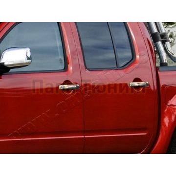Накладки на 4 дверные ручки с 2-мя отверстиями под ключ Omsa_Line для Nissan Navara 2005-2015