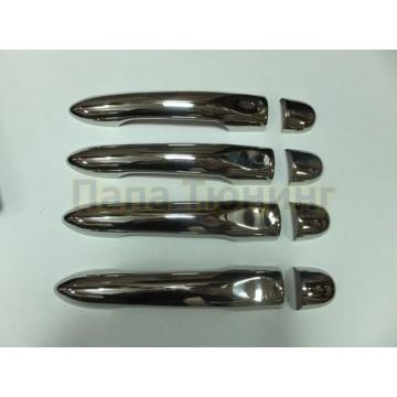 Накладки на 4 дверные ручки с отверстием под сенсор Omsa_Line для Renault Fluence/Megane 2009-2015