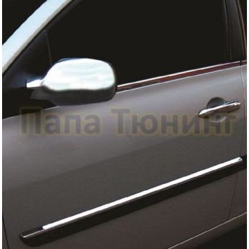 Боковые молдинги на кузов автомобиля 4 части узкие Omsa_Line для Renault Megane 2003-2009