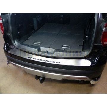 Накладка на задний бампер шлифованный лист надпись Explorer ТСС для Ford Explorer 2015-
