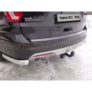 Накладка на задний бампер шлифованный лист надпись Explorer ТСС для Ford Explorer 2015-