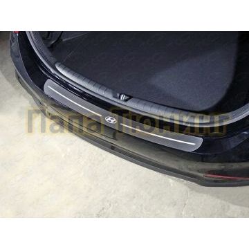 Накладка на задний бампер шлифованный лист с логотипом Hyundai ТСС для Hyundai Solaris 2018-