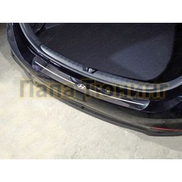 Накладка на задний бампер зеркальный лист с логотипом Hyundai ТСС для Hyundai Solaris 2018-