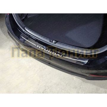 Накладка на задний бампер зеркальный лист надпись Hyundai ТСС для Hyundai Solaris 2018-