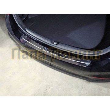 Накладка на задний бампер зеркальный лист надпись Solaris ТСС для Hyundai Solaris 2018-