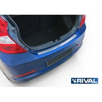 Накладка на задний бампер Rival с надписью 2 штуки на седан для Hyundai Solaris 2014-2017