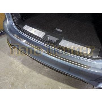 Накладка на задний бампер лист шлифованный надпись QX60 ТСС для Infiniti QX60 2016- Накладка на задний бампер лист шлифованный надпись QX60 ТСС для Infiniti QX60 2016-