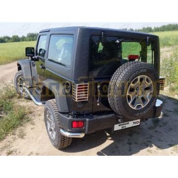 Накладки на задний бампер шлифованные 2 штуки ТСС для Jeep Wrangler 3D 2010-2018
