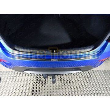 Накладка на задний бампер шлифованный лист надпись Rio ТСС для Kia Rio 2018- Накладка на задний бампер шлифованный лист надпись Rio ТСС для Kia Rio 2018-