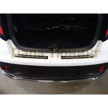 Накладка на задний бампер лист зеркальный с полосой 2 штуки ТСС для Kia Soul 2016-2019 Накладка на задний бампер лист зеркальный с полосой 2 штуки ТСС для Kia Soul 2016-2019