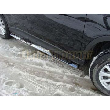 Пороги труба овальная с накладками 120х60 мм ТСС для Mazda CX-5 2011-2015 Пороги труба овальная с накладками 120х60 мм ТСС для Mazda CX-5 2011-2015