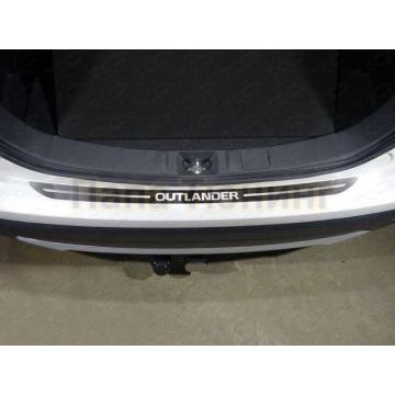 Накладка на задний бампер шлифованный лист надпись Outlander ТСС для Mitsubishi Outlander 2015-2018
