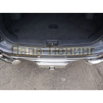 Накладка на задний бампер лист шлифованный надпись Pajero Sport ТСС для Mitsubishi Pajero Sport 2016-2021