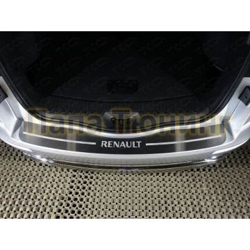 Накладка на задний бампер шлифованный лист надпись Renault ТСС для Renault Koleos 2018- Накладка на задний бампер шлифованный лист надпись Renault ТСС для Renault Koleos 2018-