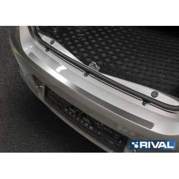 Накладка на задний бампер Rival с надписью для Renault Logan 2015-