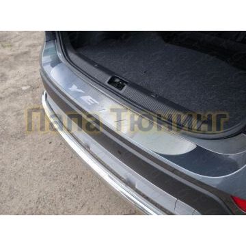 Накладка на задний бампер шлифованный лист надпись Yeti ТСС для Skoda Yeti 2009-2018 Накладка на задний бампер шлифованный лист надпись Yeti ТСС для Skoda Yeti 2009-2018