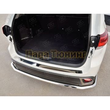 Накладка на задний бампер зеркальный лист РусСталь для Toyota Highlander 2017-2020