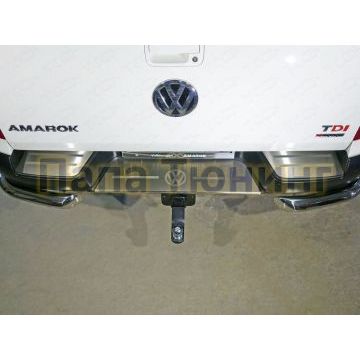 Накладка на задний бампер лист шлифованный лого Volkswagen ТСС для Volkswagen Amarok 2016-
