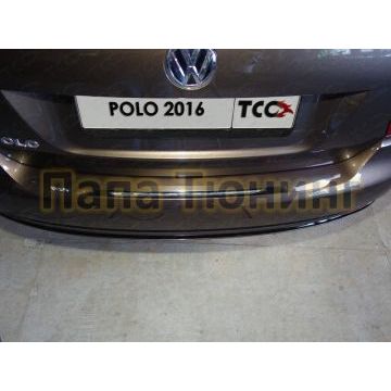 Накладка на задний бампер зеркальный лист ТСС для Volkswagen Polo 2015- Накладка на задний бампер зеркальный лист ТСС для Volkswagen Polo 2015-