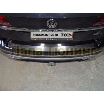 Накладка на задний бампер лист шлифованный ТСС для Volkswagen Teramont 2018- Накладка на задний бампер лист шлифованный ТСС для Volkswagen Teramont 2018-