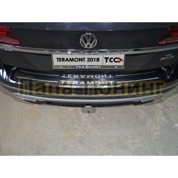 Накладка на задний бампер лист зеркальный надпись Teramont ТСС для Volkswagen Teramont 2018- Накладка на задний бампер лист зеркальный надпись Teramont ТСС для Volkswagen Teramont 2018-